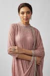 Buy_FATIZ_Pink Georgette And Lycra Embellished Sequin High Floral Pattern Anarkali Pant Set _Online_at_Aza_Fashions