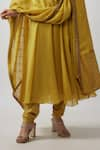 FATIZ_Yellow Georgette And Lycra Placement Embellished Sleeve Anarkali Pant Set _Online_at_Aza_Fashions