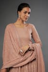 Buy_FATIZ_Peach Georgette And Lycra Embroidery Chikankari Floral Bloom Anarkali Pant Set _Online_at_Aza_Fashions