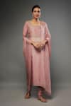 Buy_FATIZ_Pink Russian Silk And Crystal Organza Embroidery Beads Bodice Kurta & Pant Set _at_Aza_Fashions