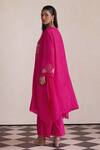 Shop One Not Two Pink Kurta Silk Embroidered Floral Round Yoke And Pant Set at Aza Fashions Shop_One Not Two_Pink Kurta Silk Embroidered Floral Round Yoke And Pant Set _at_Aza_Fashions