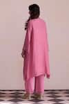 Shop_One Not Two_Pink Silk, Satin, Cotton Sequins, Beads Sleeve Embroidered Kurta And Pant Set _at_Aza_Fashions