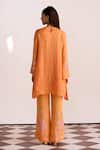 Shop_One Not Two_Orange Silk, Cotton, Satin Sequins, Embroidered Kurta And Bell Bottom Pant Set _at_Aza_Fashions