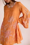 Buy_One Not Two_Orange Silk, Cotton, Satin Sequins, Embroidered Kurta And Bell Bottom Pant Set _Online_at_Aza_Fashions