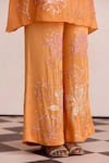 Shop_One Not Two_Orange Silk, Cotton, Satin Sequins, Embroidered Kurta And Bell Bottom Pant Set _Online_at_Aza_Fashions