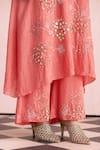 Buy_One Not Two_Coral Kurta Silk Embroidered Round And Pant Set _Online_at_Aza_Fashions