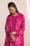 One Not Two Pink Silk, Satin, Cotton Embroidery, Sequins, Beads Floral Kurta And Pant Set Online at Aza Fashions One Not Two_Pink Silk, Satin, Cotton Embroidery, Sequins, Beads Floral Kurta And Pant Set _Online_at_Aza_Fashions