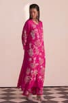 Shop One Not Two Pink Silk, Satin, Cotton Embroidery, Sequins, Beads Floral Kurta And Pant Set Online at Aza Fashions Shop_One Not Two_Pink Silk, Satin, Cotton Embroidery, Sequins, Beads Floral Kurta And Pant Set _Online_at_Aza_Fashions