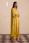 One Not Two_Yellow Silk, Satin, Cotton Sequins, Beads Round Embroidered Kurta And Pant Set _Online_at_Aza_Fashions