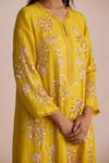 Buy_One Not Two_Yellow Silk, Satin, Cotton Sequins, Beads Round Embroidered Kurta And Pant Set _Online_at_Aza_Fashions