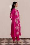 Buy_One Not Two_Pink Silk, Satin, Cotton Beads, Applique V-neck Embroidered Kurta And Pant Set _Online_at_Aza_Fashions