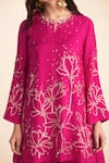 Buy_One Not Two_Pink Silk, Cotton, Satin Embroidery, Sequins Round Kurta And Bell Bottom Pant Set _Online_at_Aza_Fashions