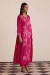 Shop_One Not Two_Pink Kurta Silk Embroidered Floral Round Long And Pant Set _at_Aza_Fashions