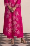 One Not Two_Pink Kurta Silk Embroidered Floral Round Long And Pant Set _Online_at_Aza_Fashions