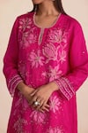 Buy_One Not Two_Pink Kurta Silk Embroidered Floral Round Long And Pant Set _Online_at_Aza_Fashions