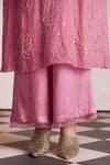 Shop_One Not Two_Pink Kurta Silk Embroidered Floral Notched Long And Pant Set _Online_at_Aza_Fashions