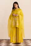 Buy_One Not Two_Yellow Organza Embroidered Sequins Dupatta _at_Aza_Fashions