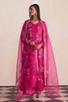 Buy_One Not Two_Pink Organza Embroidered Sequins And Beaded Dupatta _at_Aza_Fashions