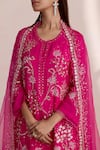 One Not Two_Pink Organza Embroidered Sequins And Beaded Dupatta _Online_at_Aza_Fashions