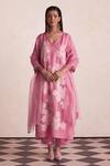 Buy_One Not Two_Pink Organza Embroidered Sequins And Beads Dupatta _at_Aza_Fashions