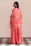 Shop_One Not Two_Coral Organza Embroidered Dupatta _at_Aza_Fashions