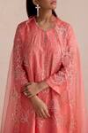 One Not Two_Coral Organza Embroidered Dupatta _Online_at_Aza_Fashions