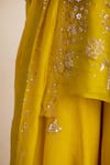 Shop_One Not Two_Yellow Organza Embroidered Floral Scalloped Dupatta _Online_at_Aza_Fashions