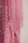 Buy_One Not Two_Pink Organza Embroidered Floral Work Scalloped Dupatta _Online_at_Aza_Fashions