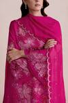 Shop_One Not Two_Pink Tabby Silk Embroidered Sequins Work Scalloped Dupatta _Online_at_Aza_Fashions