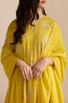 Shop_One Not Two_Yellow Tabby Silk Embroidered Sequins Beads Scalloped Dupatta _at_Aza_Fashions