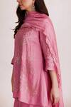 Shop_One Not Two_Pink Tabby Silk Embroidered Sequins Beaded Scalloped Dupatta _at_Aza_Fashions