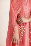 Shop_One Not Two_Coral Crushed Silk Embroidered Sequins Dupatta _at_Aza_Fashions