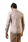 Abkasa_Grey 100% Cotton Embroidery Thread Landscape Shirt _at_Aza_Fashions