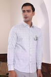 Buy_Abkasa_White 100% Cotton Print Floral Aleppo Embroidered Shirt _Online_at_Aza_Fashions