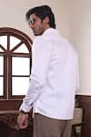 Shop_Abkasa_White 100% Cotton Embroidery Silk Thread Percy Yoke Shirt _at_Aza_Fashions