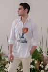 Buy_Amrit Dawani_White Cotton Handpainted Chess Pattern Shirt _Online_at_Aza_Fashions