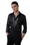 Buy_Amrit Dawani_Black Cotton Embellished Bead Placed Shirt _Online_at_Aza_Fashions