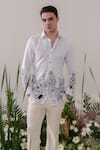 Buy_Amrit Dawani_White Cotton Handpainted Doodling Scenic Shirt _Online_at_Aza_Fashions