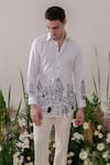 Buy_Amrit Dawani_White Cotton Handpainted Doodling Scenic Shirt 