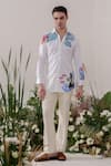 Amrit Dawani_White Cotton Handpainted Fish Shirt _Online_at_Aza_Fashions