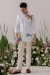 Buy_Amrit Dawani_White Cotton Handpainted Eagle And Tiger & Shirt _at_Aza_Fashions