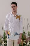 Buy_Amrit Dawani_White Cotton Handpainted Eagle And Tiger & Shirt _Online_at_Aza_Fashions