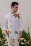 Shop_Amrit Dawani_White Cotton Handpainted Eagle And Tiger & Shirt _Online_at_Aza_Fashions