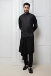 Buy_Darshika Menswear_Black Silk Blend Embroidered Cutdana Bundi Kurta Set _at_Aza_Fashions