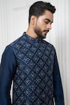 Shop_Darshika Menswear_Blue Silk Blend Embroidered Sequin And Zari Bundi Kurta Set _Online_at_Aza_Fashions