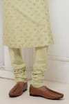 Buy_Darshika Menswear_Green Cotton Silk Embroidered Thread Floral Kurta And Churidar Set _Online_at_Aza_Fashions