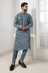 Buy_Darshika Menswear_Grey Cotton Silk Pintucked Kurta And Pant Set _at_Aza_Fashions