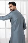 Shop_Darshika Menswear_Grey Cotton Silk Pintucked Kurta And Pant Set _at_Aza_Fashions