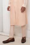 Darshika Menswear_Pink Cotton Silk Embroidered Zardosi Kurta And Pyjama Set _Online_at_Aza_Fashions