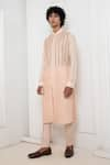 Buy_Darshika Menswear_Pink Cotton Silk Embroidered Zardosi Kurta And Pyjama Set _Online_at_Aza_Fashions